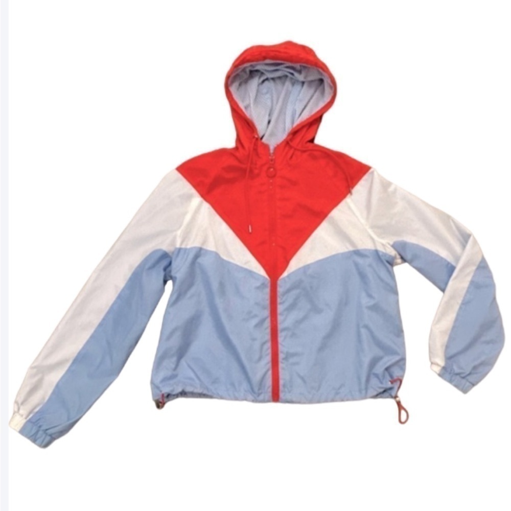 Lightweight women’s hooded jacket coat with drawstrings around bottom hem. - Picture 5 of 5